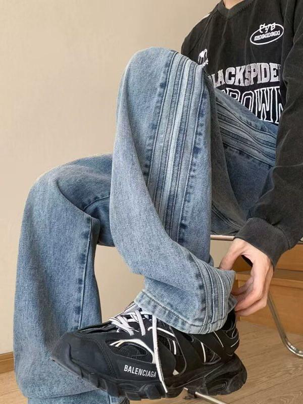 

JYL Men s Elastic Jeans Summer Thin High-Street Vintage Loose Denim Pants XL безодня