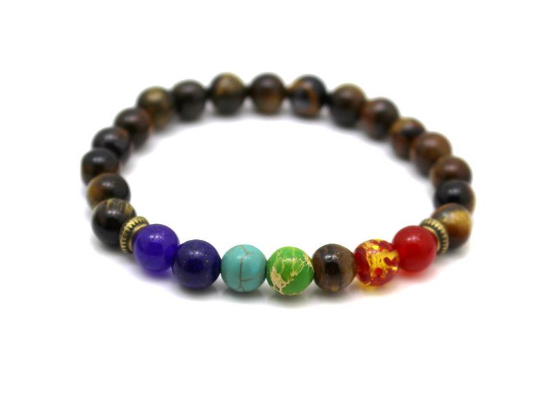 Colorful Agate & Lava Stone Energy Bracelet with Natural Beads