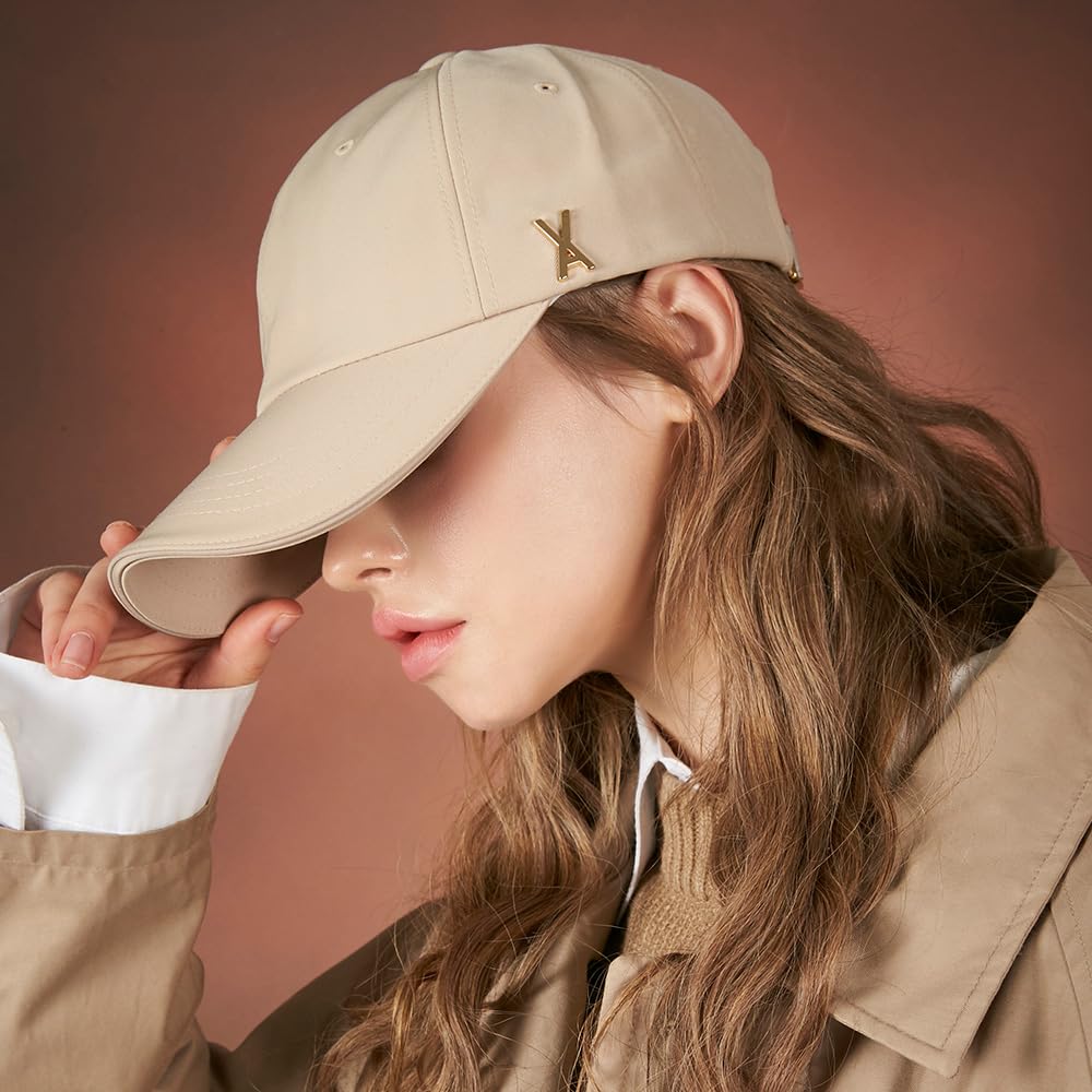 Gold Stud Over Fit Ball Cap Beige [VARZAR]