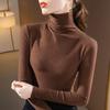 High Neck Undercoat Women's Double Sided Brushed Long Sleeve T-Shirt Warm Keeping Top Elegant and Comfortable Women's T-Shirt