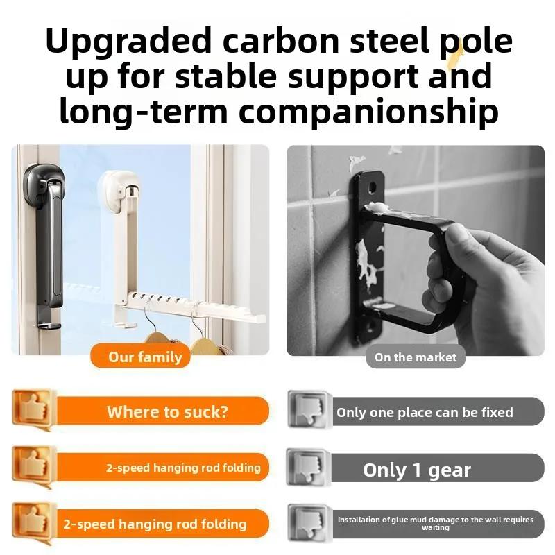 Clothes Racks Folding Wall-mounted Clothes Drying Rack with Suction Cup Foldable Retractable Portable Clothes Drying Folding