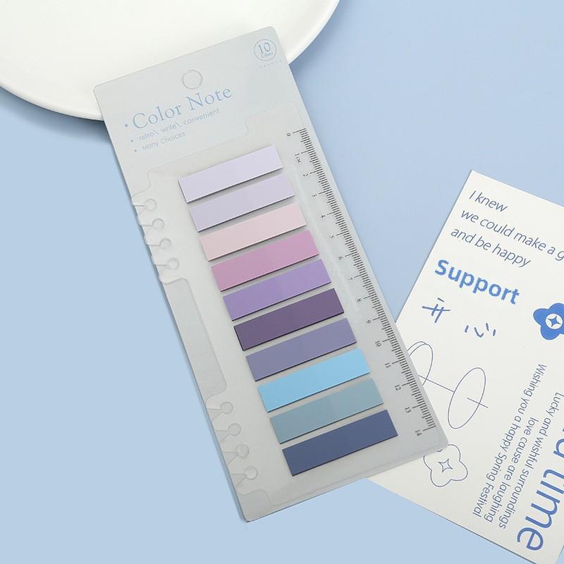 Colorful Transparent Morandi Ruler Index Stickers - Writable Classification Labels & Sticky Notes