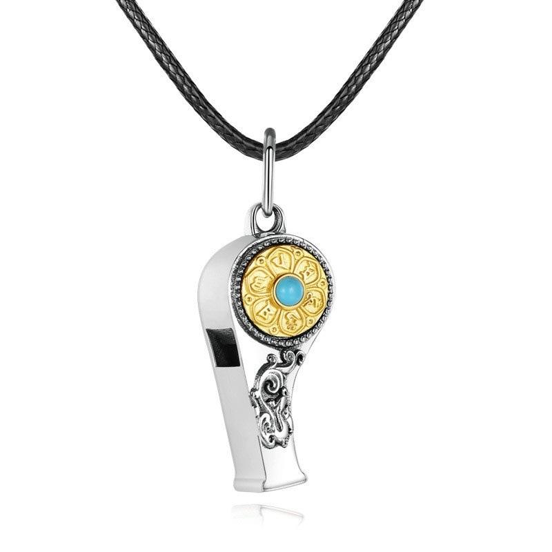 Ретро мужские и женские ожерелья, подвески, свистки (можно дуть), стерлинговое серебро S925, новый вращающийся шестисимвольная мантра, персонализированное тайское серебро