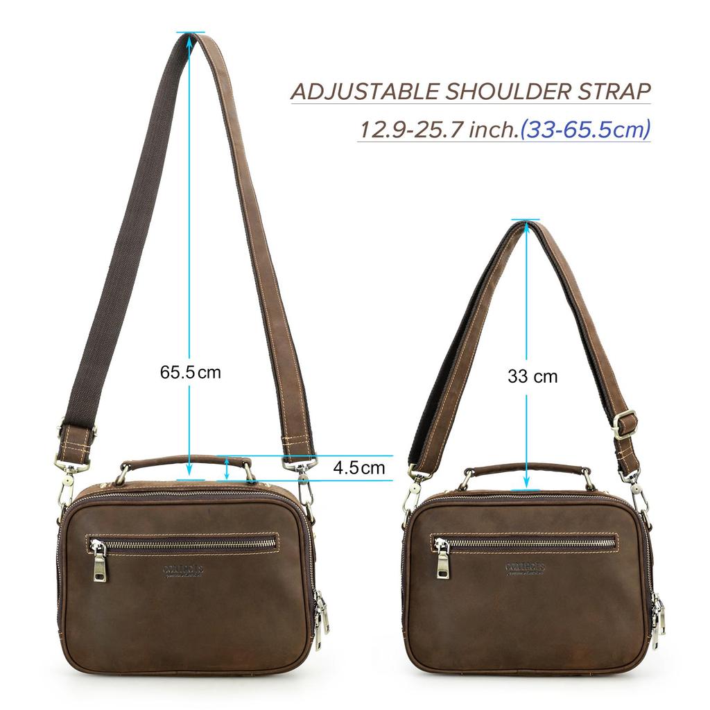 CONTACT'S Men Sling Shoulder Bags Genuine Leather Crossbody Bags Vintage Messenger Bags Men's Bags Handbags