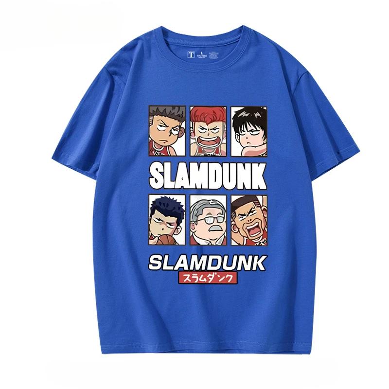 Summer men's cartoon Q-version Slam Dunk character short-sleeved T-shirt, casual 100% pure cotton short-sleeved top