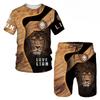 T Shirt & Shorts Sets 2piece Suit for Mens Animal Pattern Print Short Sleeve Tracksuit Leisure 3D Polyester Man's Set
