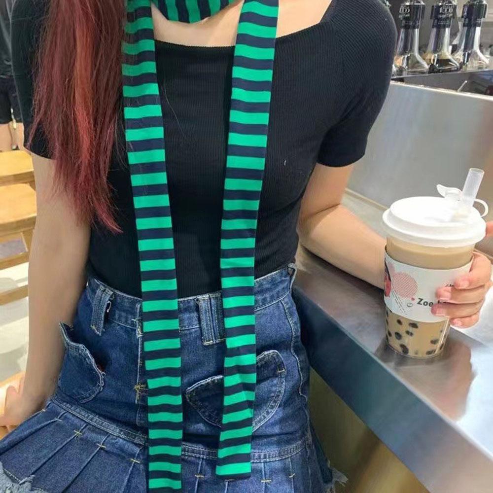 Fashion Striped Women Skinny Scarf Thin Long Tie Scarf Y2k Style Neckerchief For Girls Narrow Choker Streamer Headbands Hot