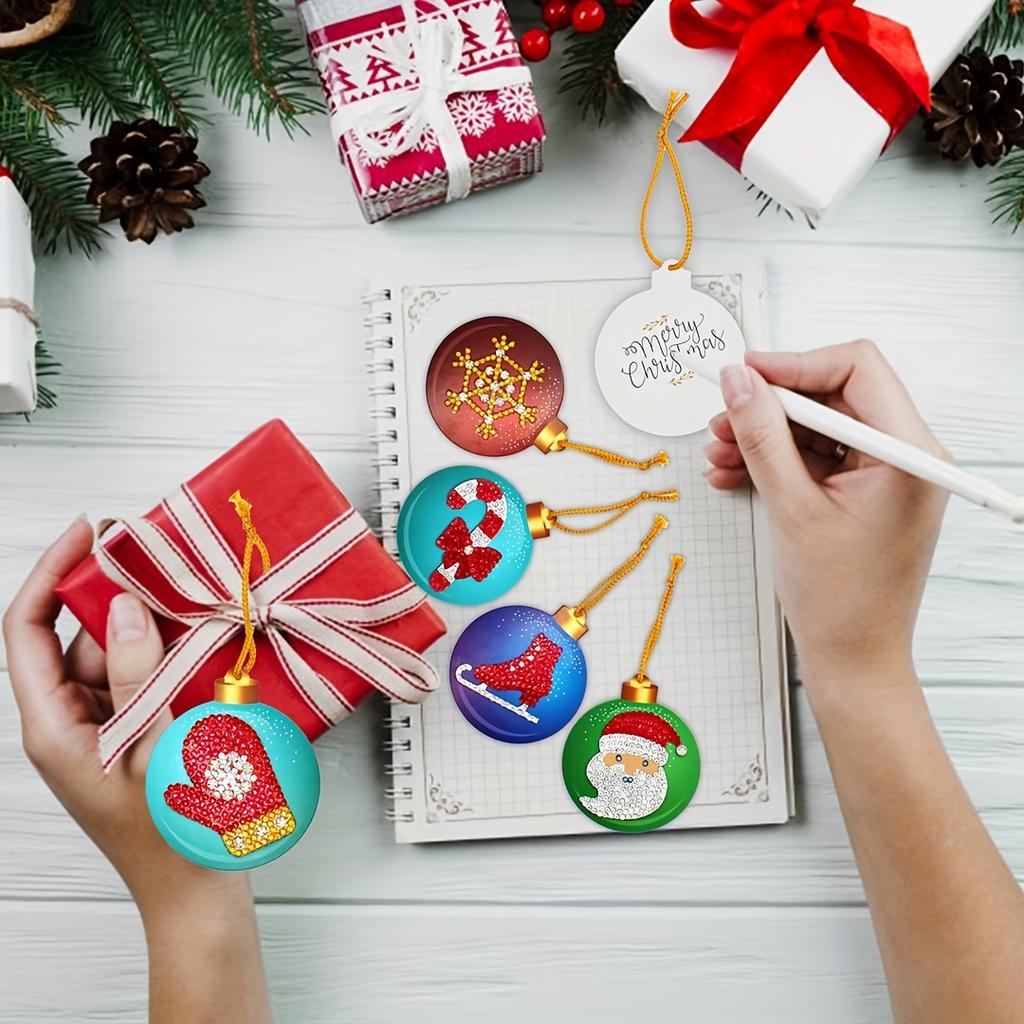 DIY Christmas Diamond Painting Decor Set (1 Set) - Hanging Ornaments, Tree Decor & Gift Cards, Handmade with Self-Drilling Needed