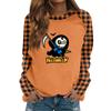 Women's Long Sleeve Crewneck Top with Halloween Print for Casual Fashion