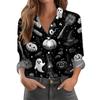 Damen Halloween Bedrucktes Lässiges Halbgeöffneter Kragen Langarmhemd