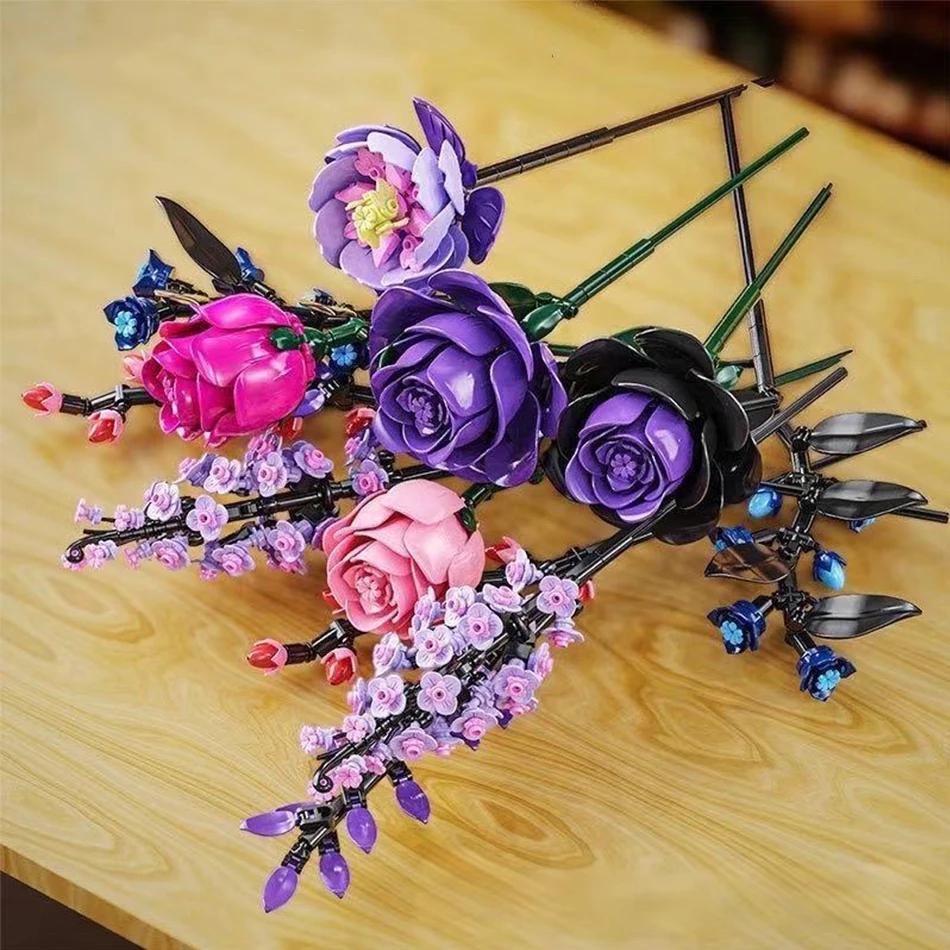 9-In-1 Bouquet Building Blocks Educational Toys 10374 Flowers Bricks Puzzle Sets Desktop Ornament Valentine'S Day Christmas Gift