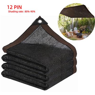 12 PIN Schwarzes Anti-Ultraviolett Sonnenschutznetz Pflanzenabdeckung Maschengewebe Zuhause Außen Garten Schwimmbad Balkon Isolierstoff Schatten 90%