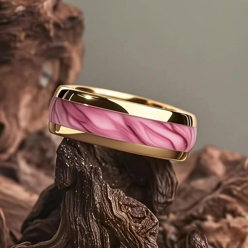 Fashion Men's Stainless Steel Rings Violet Gradient Purple Nebula Inlay Ring for Men Jewelry Suitable for Daily Wear, Non-Fade