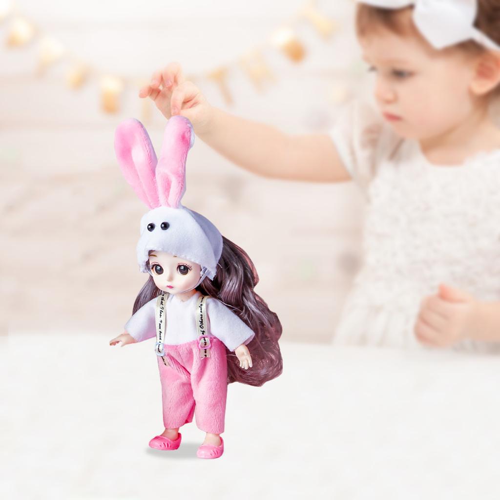 Cute 13 Joints 16cm 1/12 BJD Doll W/ Dress & Shoes Girl Toy Gift A