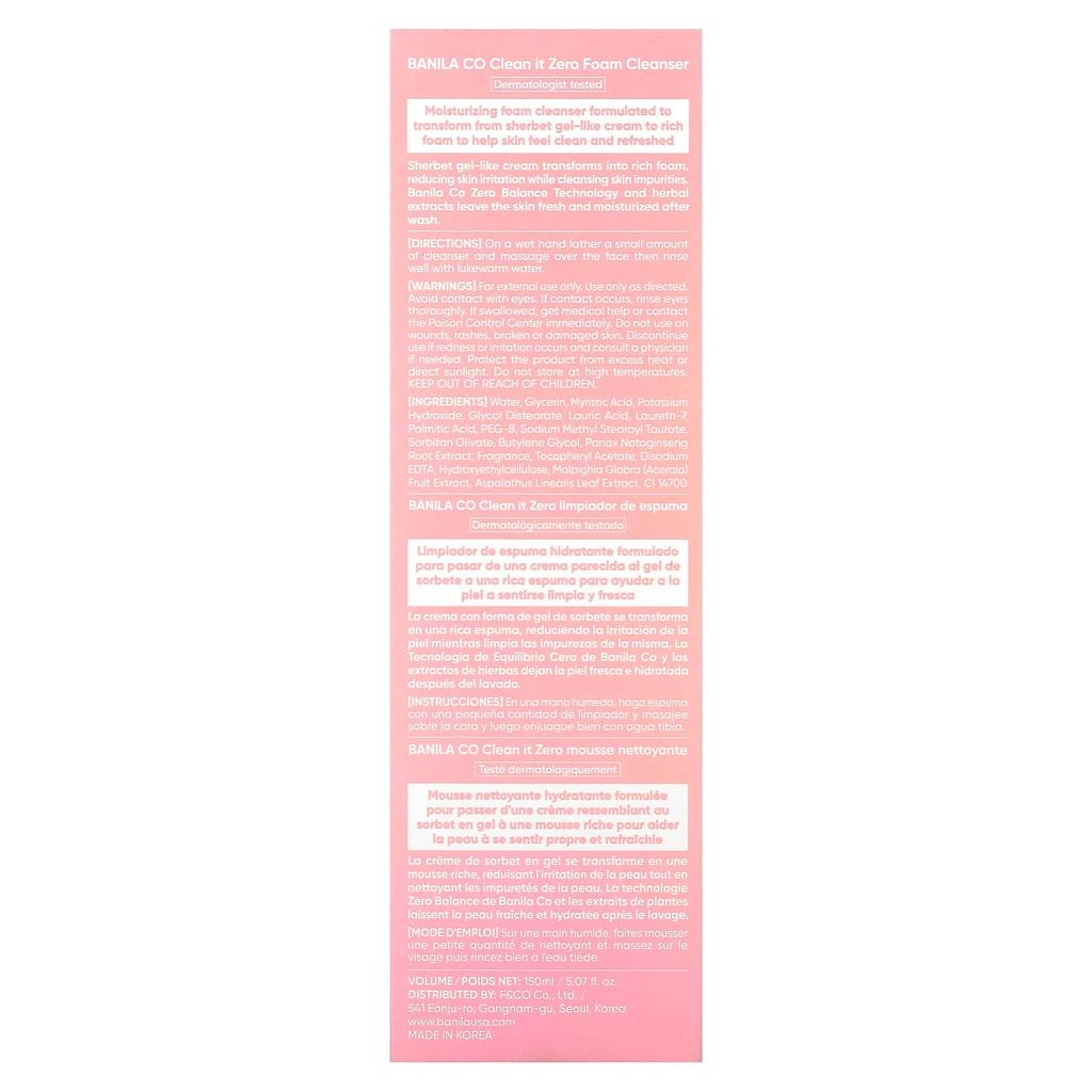 Clean It Zero, Foam Cleanser, 150Ml(5.07Fl Oz)