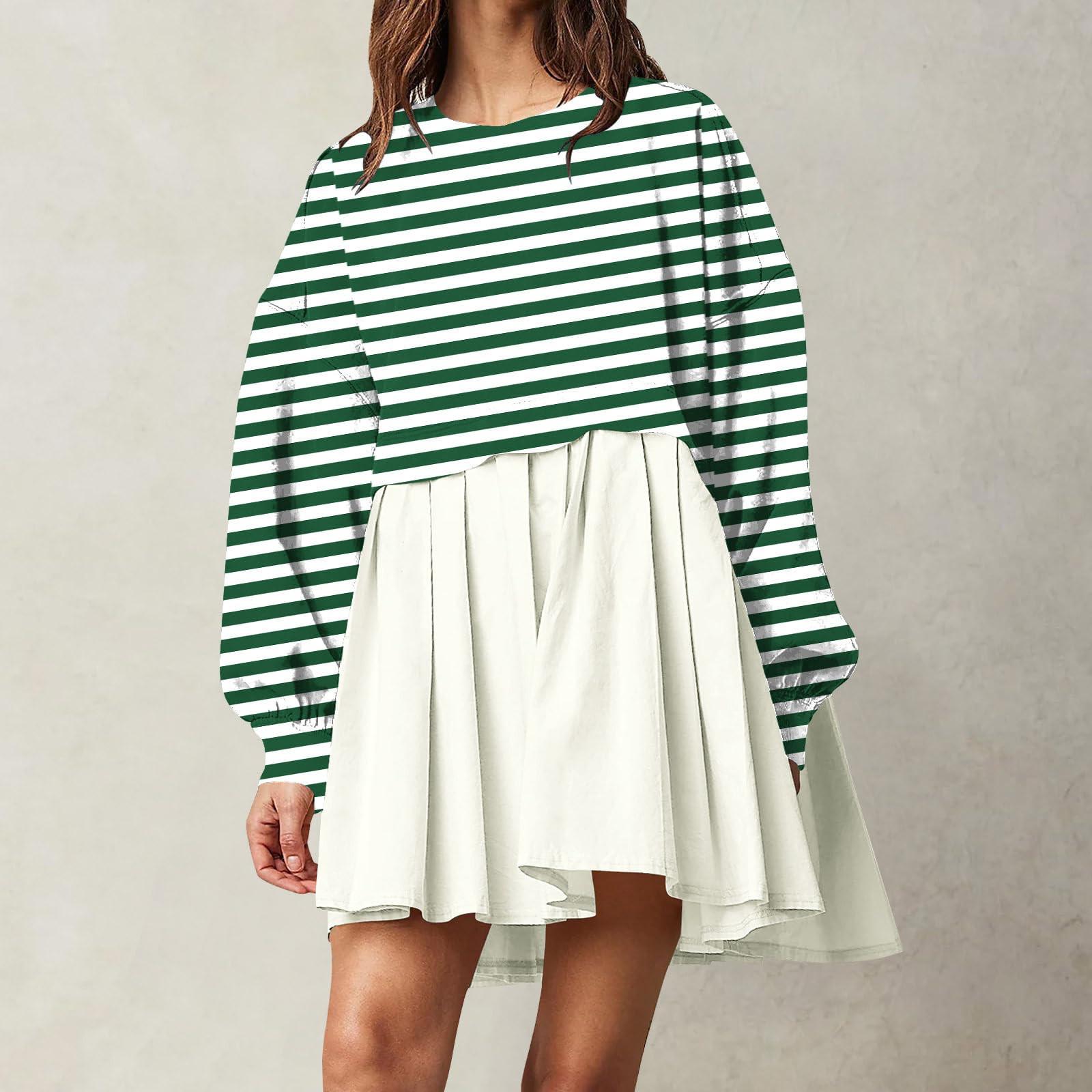 Женская мода повседневная круглая горловина длинный рукав пэчворк пуловер свитшот — фото 12