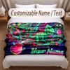 Dinosaur Theme Soft Blanket Personalized Custom Name Text Print Warm Blanket Home Sofa Bedroom Decor