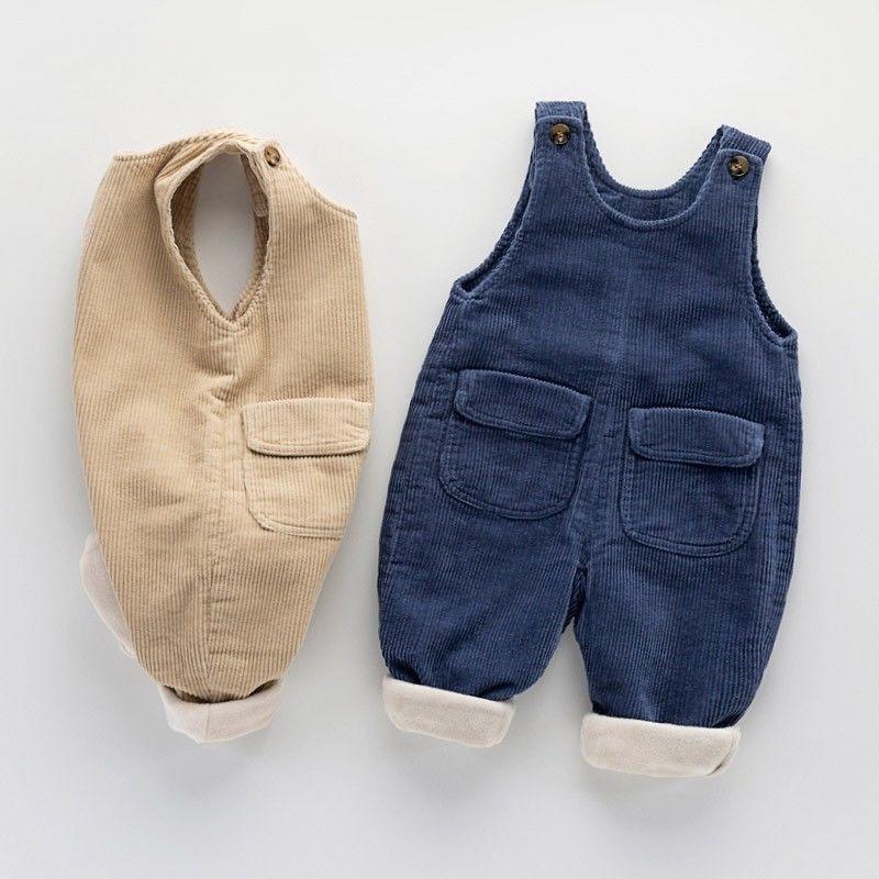Fleece-Lined Baby Overalls: Thick Cotton Jumpsuit for Boys & Girls - Perfect for Autumn & Winter