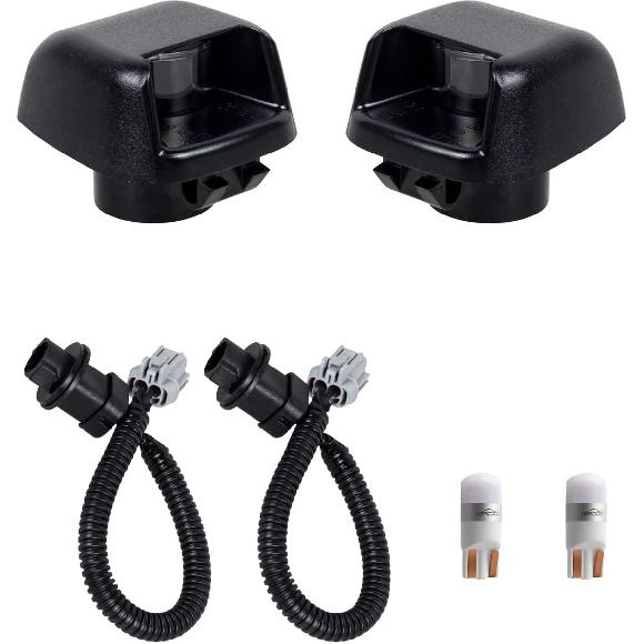 HERCOO LED License Plate Light Lens Tag Lights Rear Lamp Socket Wire Harness White Bulbs Assembly Compatible With Nissan Frontier Armada Titan