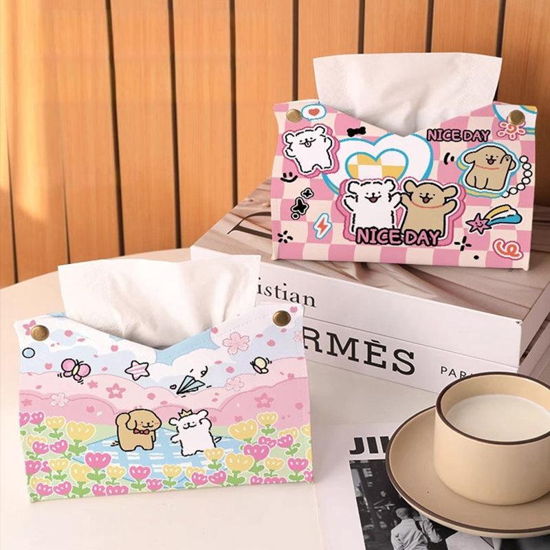 Hello Kitty Tissue Box Cartoon Storage Box Desktop Organizer Kitty Cat Paper Storage Box for Home Bathroom Toilet Paper Holder