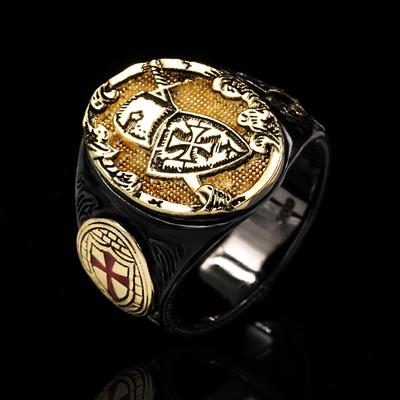 Hot Jewelry Personalized Retro European and American Style Cross Shield Mens Ring Ring