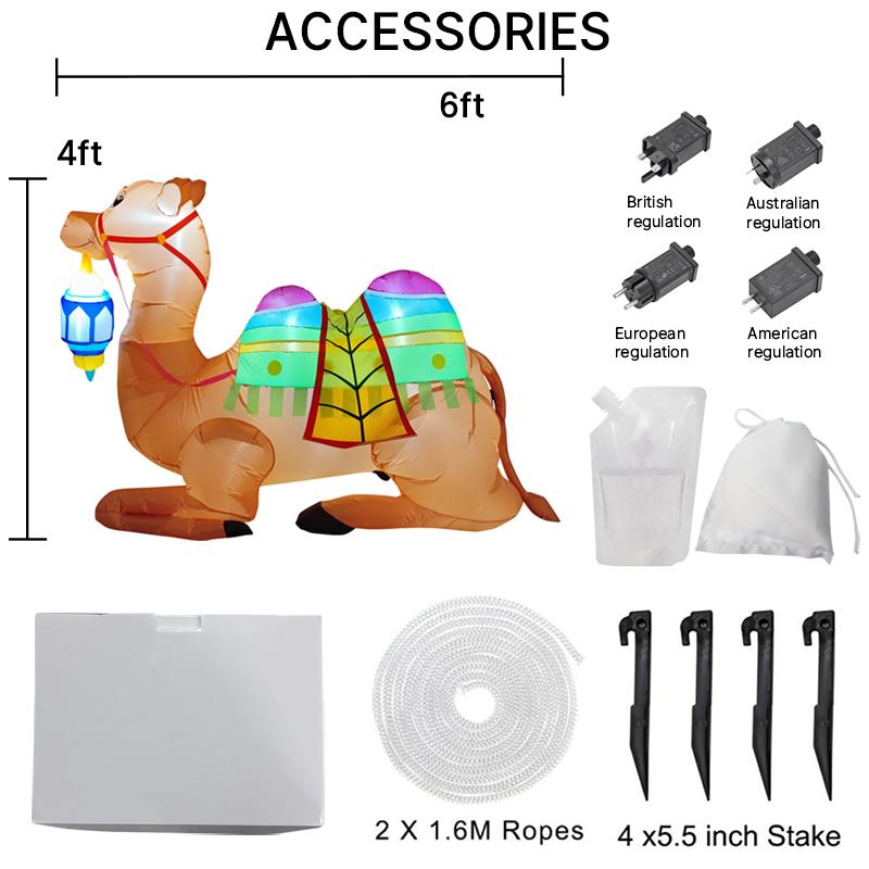 

1.8M/6FT Ramadan Mubarak Holiday Diy Decoration Muslim/Islamic Eid Built-in LED Lights Inflatable Model Outdoor Party Ornaments US Plug