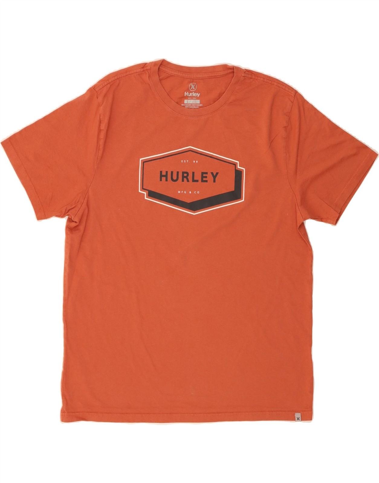 HURLEY Mens Graphic T-Shirt Top Large Orange Cotton CF05 XXXL