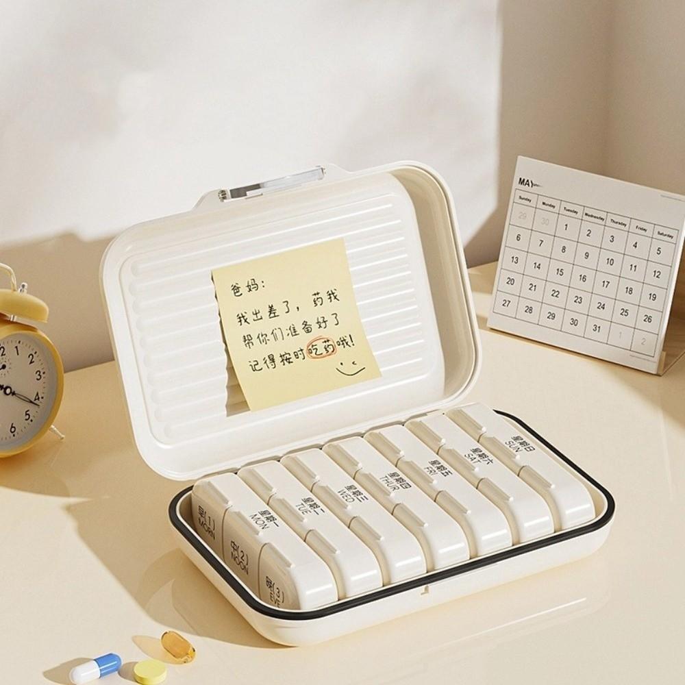 Large Capacity 7 Day Pill Box Sealed Pill Storage Box Portable Pill Container  Office