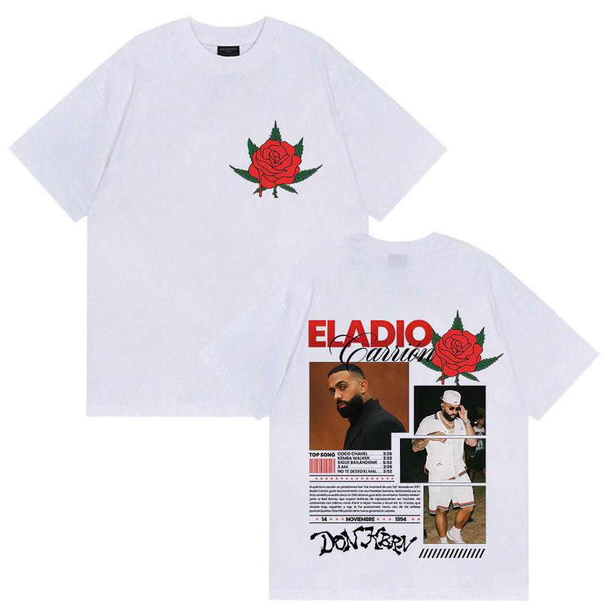 Famous Rapper Eladio Carrion Album Global Tour Mercah TShirt Men Women Loose Casual Cotton Tee Streetwear Hip Hop Oversized Top