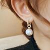 Huitan Elegant Gold Color Imitation Pearl Dangle Earrings for Women Brilliant Crystal CZ Wedding Daily Temperament Lady Zircon