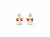 585 Gold Stud Earrings with a Hanging Enameled Butterfly, Fashionable