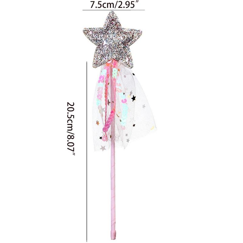 4x/set Nice Princess Wand Girls Star Wand Toy Dress-up Cosplay Prop Costume Supplies Birthday Party Favor Gifts for Kids
