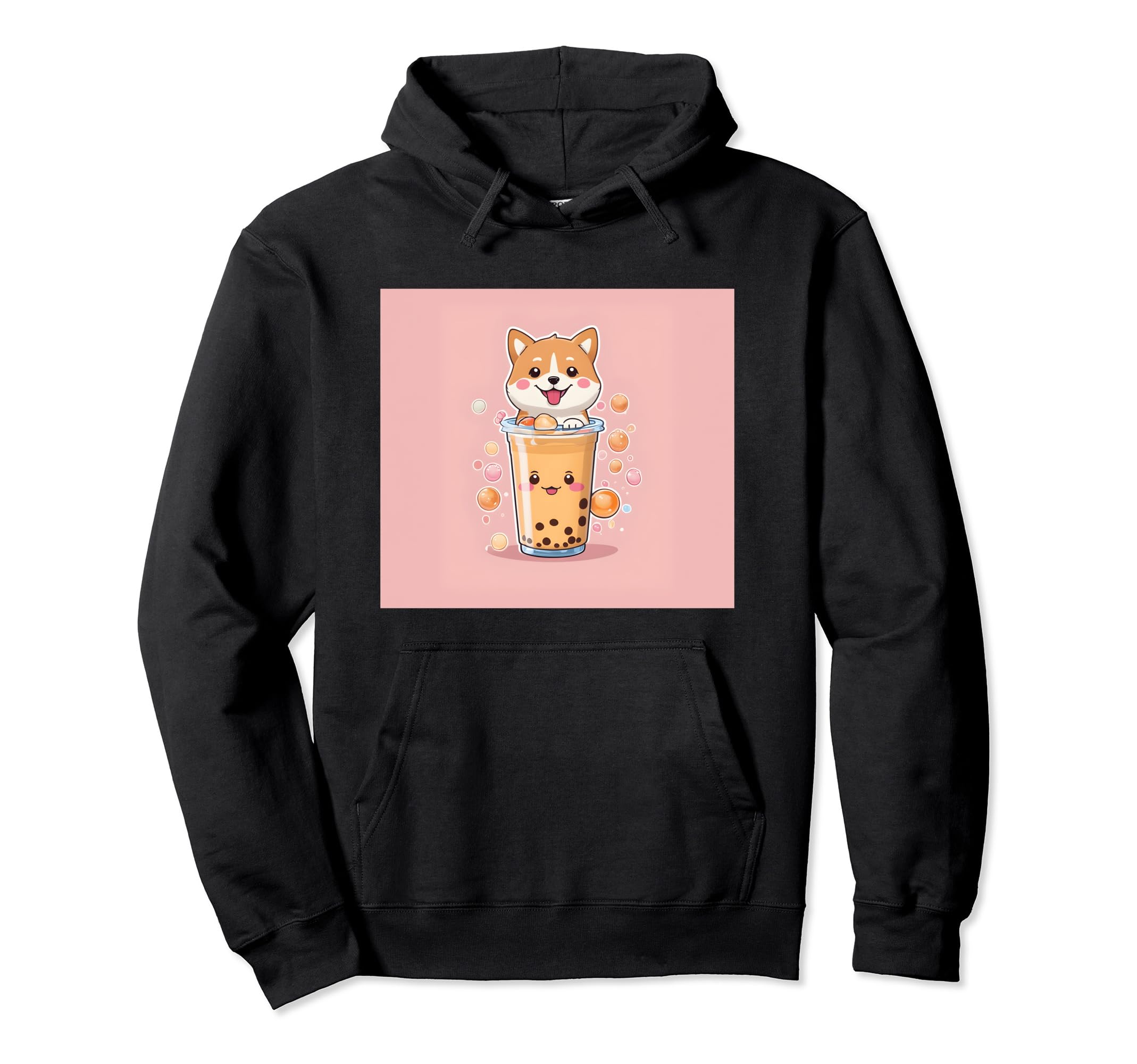 

худі з принтом shiba bubble things миле, собака, іну, боба, чай, миле, чорний