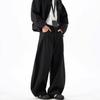 Unisex Retro Black Scimitar Wide-Leg Casual Pants for Spring & Autumn