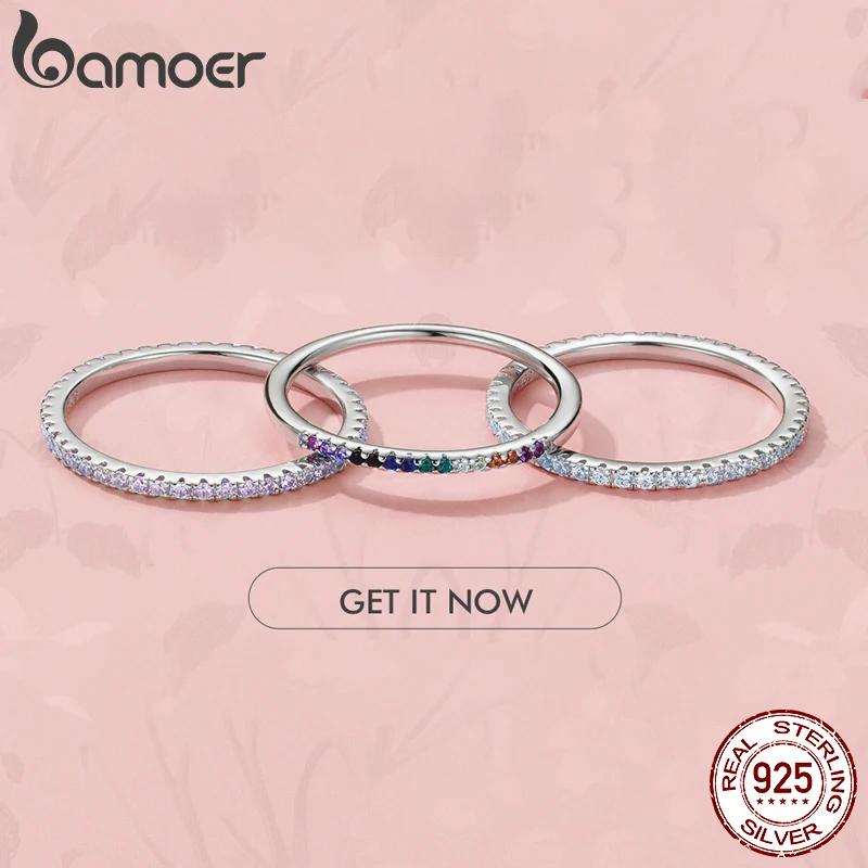 925 Sterling Silver Full Paved Simulated Diamond Stackable Rings, Women Gold Plated Engagement Eternity Bands Colored CZ