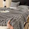 Ultra Soft Ribbed Coral Fleece Blanket - Solid Color All-Season Sofa Throw Machine Washable Comfortable Blanket for Bedroom