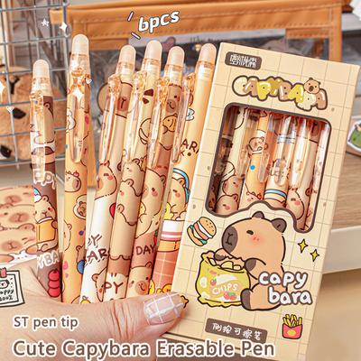 6 db Aranyos Capybara törölhető toll kék tinta Írás Sima Gyorsan száradó tollak Iskolai Irodai Kiegészítők Diákoknak Irodaszerek Ajándék