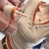 Contrast color German velvet V-neck fake two-piece button long-sleeved women's autumn new thin slim-fitting thermal top