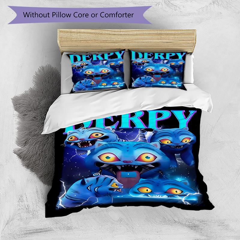 3pcs Kpop Demon Hunters Derpy Pattern Bedding Set Duvet Cover Set Includes Duvet Cover &pillowcases, Perfect All Season Bedroom Decoration & Gift