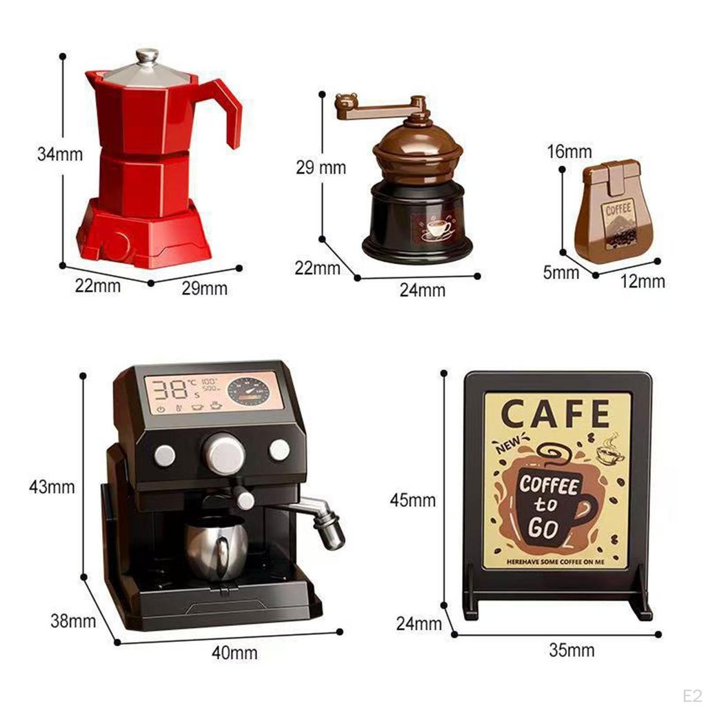 5x 1/6 1/12 Espresso Set Model Pretend Playset Doll House Furniture Realistic Kitchen Appliance for