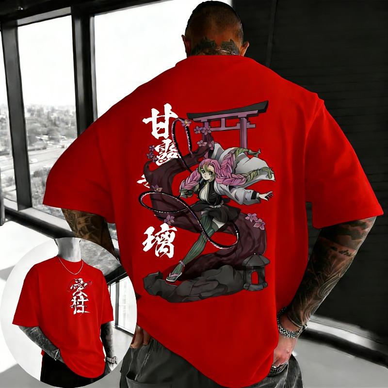 Summer Ghost Slayer Glass Anime Men's T-shirt Street Style Loose Cotton T-shirt Fans and Enthusiasts Short