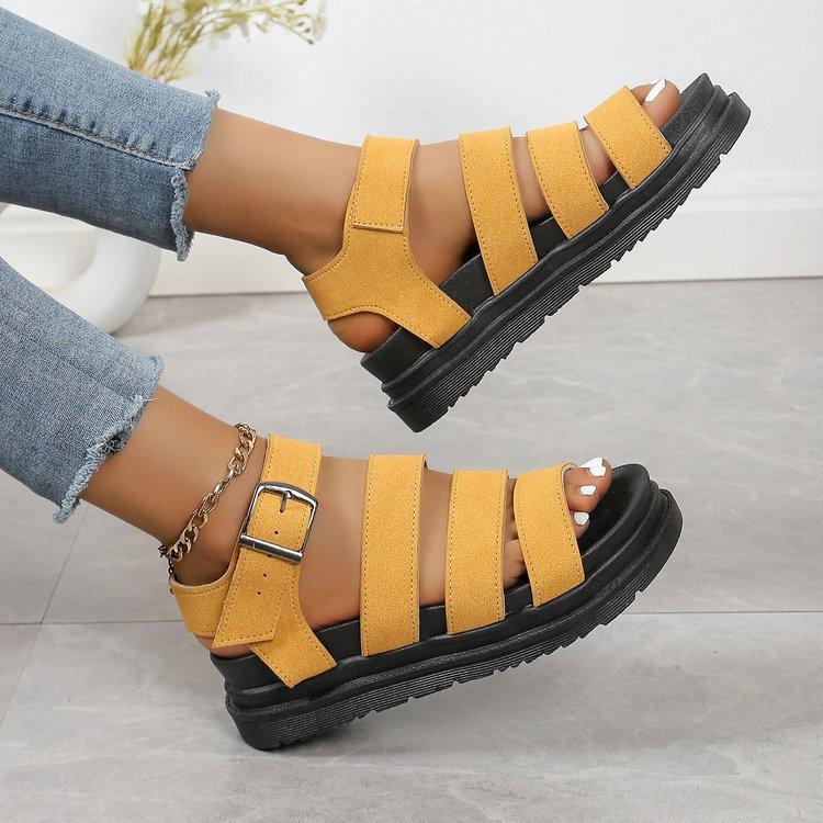 

Large size new European and American summer women s sandals buckle casual beach platform wide strip women s shoes tea 43 оранжевый