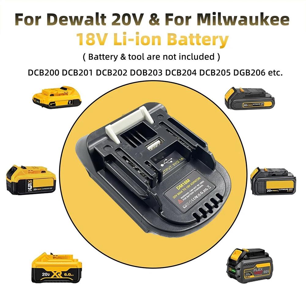 DM18M Battery Adapter for Makita 18V Tools Convert for Dewalt 20V Battery & Milwaukee M18 18V Battery to Makita 18V Battery