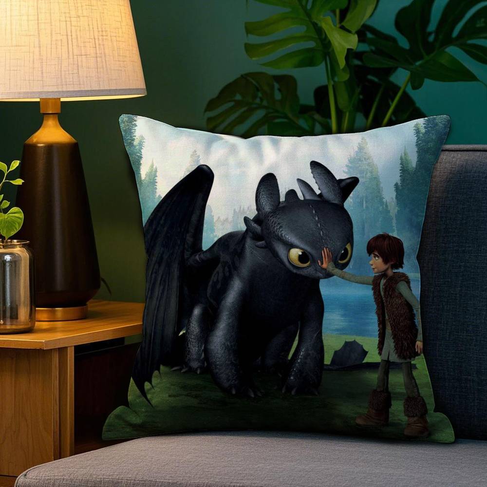 How To T-Train Your D-Dragon Pillow Case Sofa Living Room Bedroom Double-sided Printing Square Cushion Nap Time Pillow Case