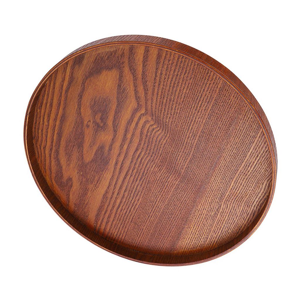 Kulatý přírodní dřevěný servírovací podnos Dřevěná deska T Podnos na jídlo Podnos na vodu a nápoje 30 cm