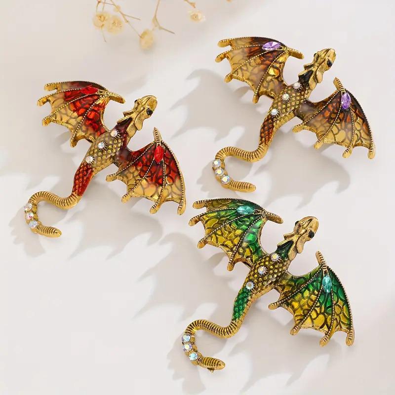 1PC Jewelry Gorgeous Brooch Gift Dragon Design Shining Pin Luxury Rhinestones Fashion Clothing Accessories Cool Multicolor