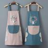 Waterproof & Stain-Resistant Coral Fleece Kitchen Apron - Wreath Rabbit Design, Halter Neck, Korean Style Cartoon.