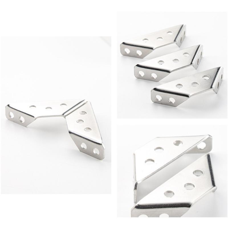 100Pcs Stainless Steel Furniture Corner Connector Cabinet Support Fixing Frame Corners Brace for Wood, Shelf Supports