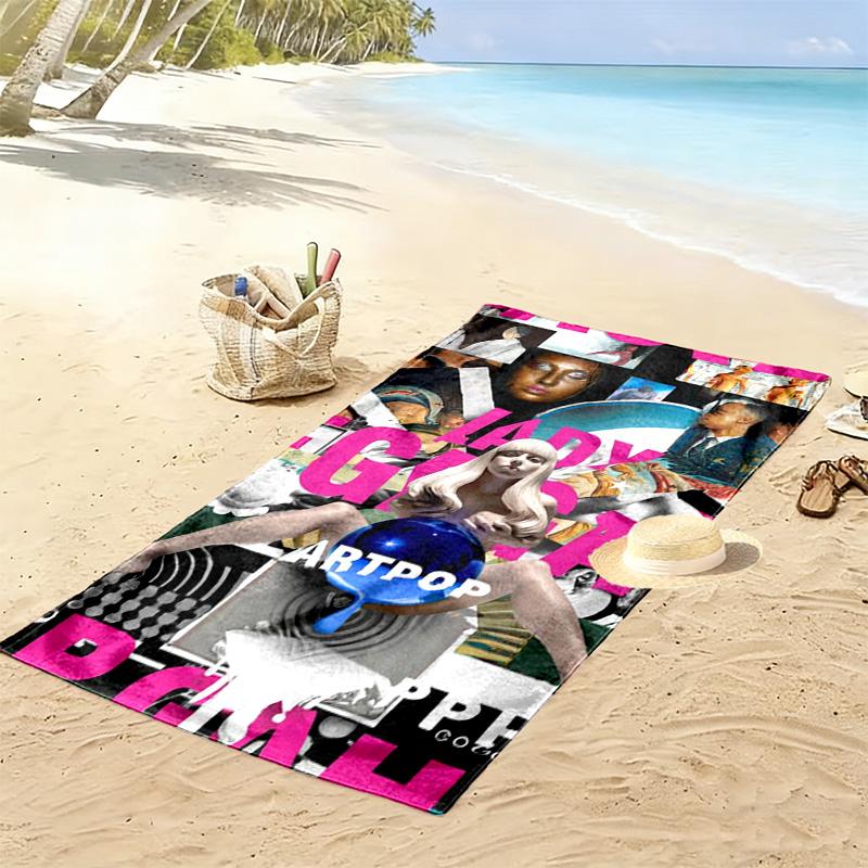 Gaga Poster Druck Strandtuch, Großes Weiches Schnelltrocknendes Handtuch für Strand Camping Schwimmen