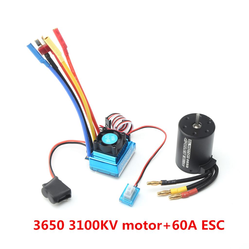 Motor Brushless 3650 3100KV com ESC Brushless 60A para 1 8 1 10 Carro RC Peça Barco RC